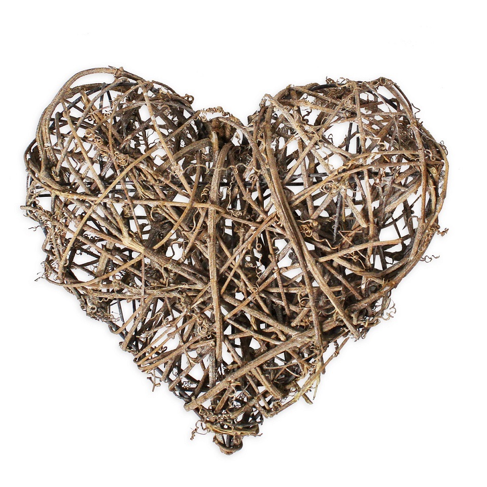 Srdce proutí hnědé 27cm hnědé